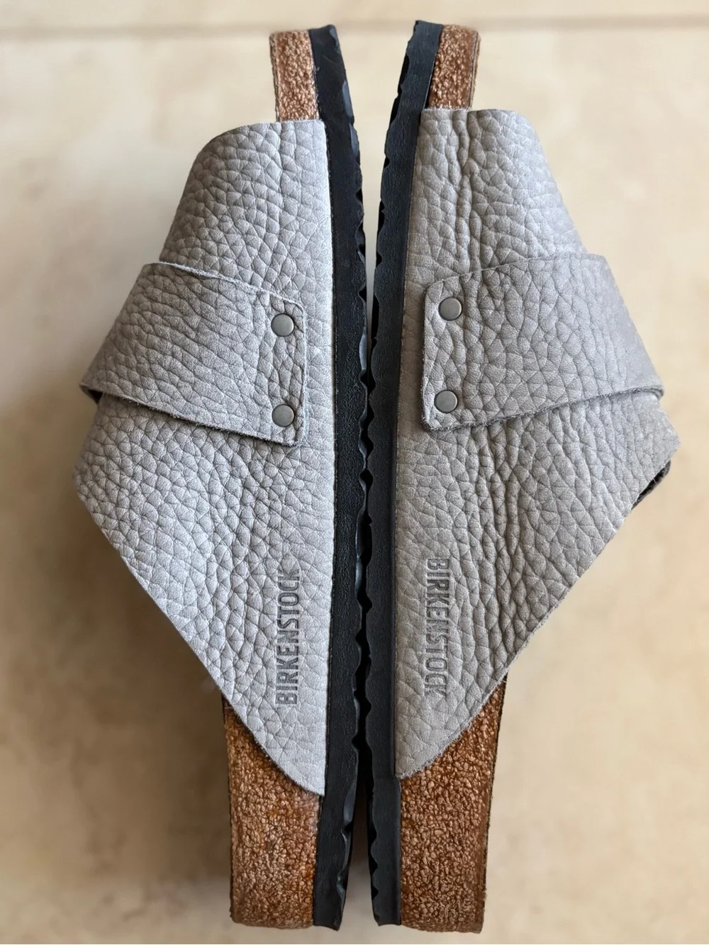 BIRKENSTOCK Kyoto Men’s Leather Sandal | Desert Buck Whale Gray | Size EU 44